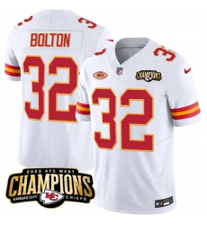 Men’s Kansas City Chiefs #32 Nick Bolton White 2023 F.U.S.E. AFC West Champions With NKH Vapor Untouchable Limited Football Stitched Jersey