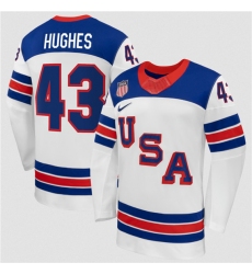 Men's USA #43 Quinn Hughes White 2026 Stitched Jersey