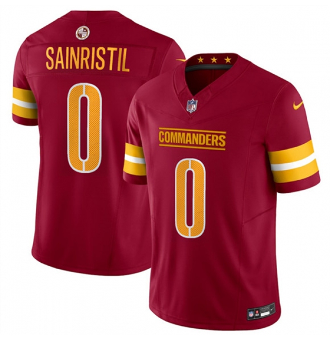 Men's Washington Commanders #0 Mike Sainristill Burgundy 2025 Draft F.U.S.E. Vapor Limited Football Stitched Jersey