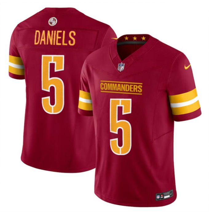 Men's Washington Commanders #5 Jayden Daniels Burgundy 2024 Draft F.U.S.E Vapor Limited Football Stitched Jersey