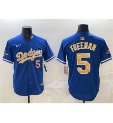 Men's Los Angeles Dodgers #5 Freddie Freeman Royal 2025 Gold Collection Limited Stitched Baseball Jersey