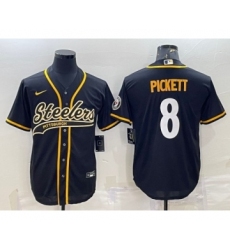 Men's Pittsburgh Steelers #8 Kenny Pickett Black Cool Base Stitched Baseball Jersey Men's Pittsburgh Steelers #8 Kenny Pickett Black Cool Base Stitched Baseball Jersey