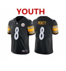 Youth Pittsburgh Steelers #8 Kenny Pickett Black 2022 Vapor Untouchable Stitched NFL Nike Limited Jersey Youth Pittsburgh Steelers #8 Kenny Pickett Black 2022 Vapor Untouchable Stitched NFL Nike Limited Jersey