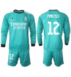 Men 2021-2022 Club Atletico Madrid second away blue Long Sleeve 12 Soccer Jersey