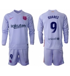Men 2021-2022 Club Barcelona Second away purple Long Sleeve 9 Soccer Jerseys