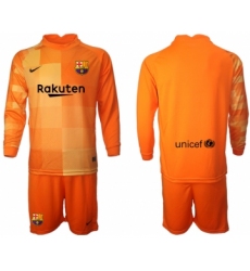 Men 2021-2022 Club Barcelona orange red goalkeeper Long Sleeve blank Soccer Jersey