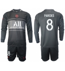 Men 2021-2022 Club Paris St German Second away black Long Sleeve 8 Soccer Jersey