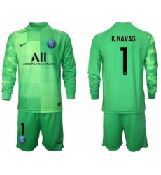 Men 2021-2022 Club Paris St German green goalkeeper Long Sleeve 1 Soccer Jersey