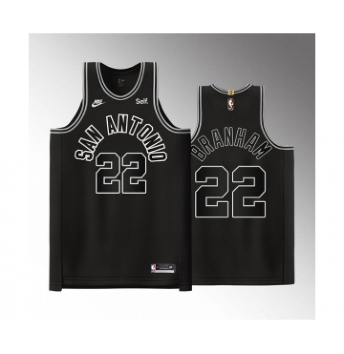 Men' San Antonio Spurs #22 Malaki Branham Black Stitched Jersey