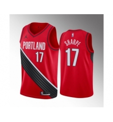Men's Portland Trail Blazers #17 Shaedon Sharpe Red Statement Edition Stitched Basketball Jersey
