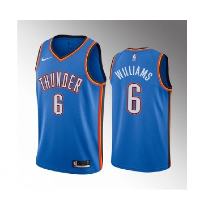 Men's Oklahoma City Thunder #6 Jaylin Williams Blue Icon Edition Stitched Basketball Jersey