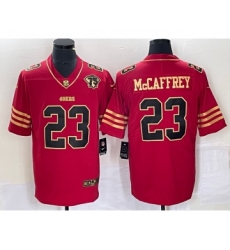 Men's Nike San Francisco 49ers #23 Christian McCaffrey Red 75th Golden Edition Stitched Limited Jersey
