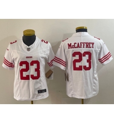 Women's San Francisco 49ers #23 Christian McCaffrey White 2023 F.U.S.E. Vapor Untouchable Football Stitched Jersey