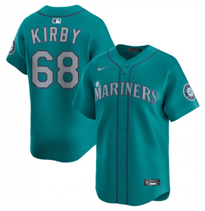 Men's Seattle Mariners #68 George Kirby Aqua Limited Stitched Baseball Jersey