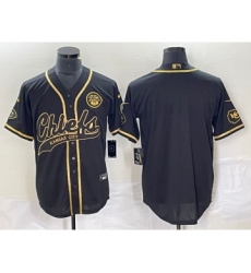 Men's Nike Kansas City Chiefs Blank Black Gold Cool Base Stitched Baseball Jersey