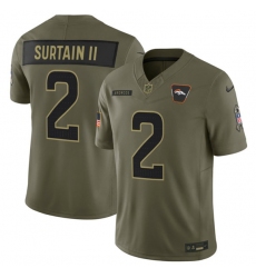 Men's Denver Broncos #2 Pat Surtain II Olive 2025 Salute to Service Limited Football Stitched Jersey Men's Denver Broncos #2 Pat Surtain II Olive 2025 Salute to Service Limited Football Stitched Jersey