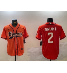Men's Denver Broncos #2 Pat Surtain II Orange Cool Base Stitched Baseball Jerseys Men's Denver Broncos #2 Pat Surtain II Orange Cool Base Stitched Baseball Jerseys