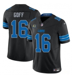 Men's Detroit Lions #16 Jared Goff Black 2024 F.U.S.E. With 4-Star C 2nd Alternate Vapor Limited Stitched Jersey Men's Detroit Lions #16 Jared Goff Black 2024 F.U.S.E. With 4-Star C 2nd Alternate Vapor Limited Stitched Jersey