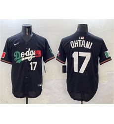 Men's Los Angeles Dodgers #17 Shohei Ohtani Black Mexico Flag Limited Stitched Baseball Jersey