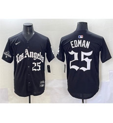 Men's Los Angeles Dodgers #25 Tommy Edman Black Mexico 2025 LA Gothic Style With 2024 World Series Champions Vapor Premier Limited Stitched Baseball Jersey