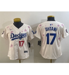 Women's Los Angeles Dodgers #17 Shohei Ohtani Cream 2025 Tokyo Series Limited Stitched Baseball Jersey(Run Small)