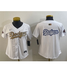 Women's Los Angeles Dodgers Team Big Logo White 2025 Gold Collection Limited Stitched Baseball Jersey(Run Small)
