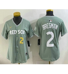 Women's Boston Red Sox #2 Alex Bregman Light Green 2025 City Connect Player Name Limited Jersey
