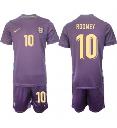 Men's England #10 Wayne Rooney 2024-25 Purple Away Soccer Jersey Suit