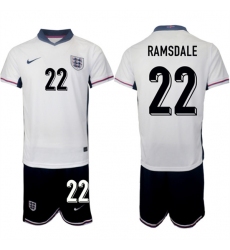 Men's England #22 Aaron Ramsdale 2024-25 White Home Soccer Jersey Suit