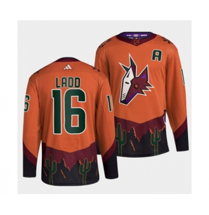 Men's Arizona Coyotes #16 Andrew Ladd Orange 2022-23 Reverse Retro Stitched Jersey