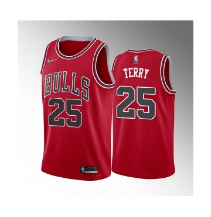 Mens Chicago Bulls #25 Dalen Terry Red Stitched Basketball Jersey