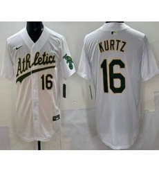 Men's Oakland Athletics #16 Nick Kurtz White Limited Jersey