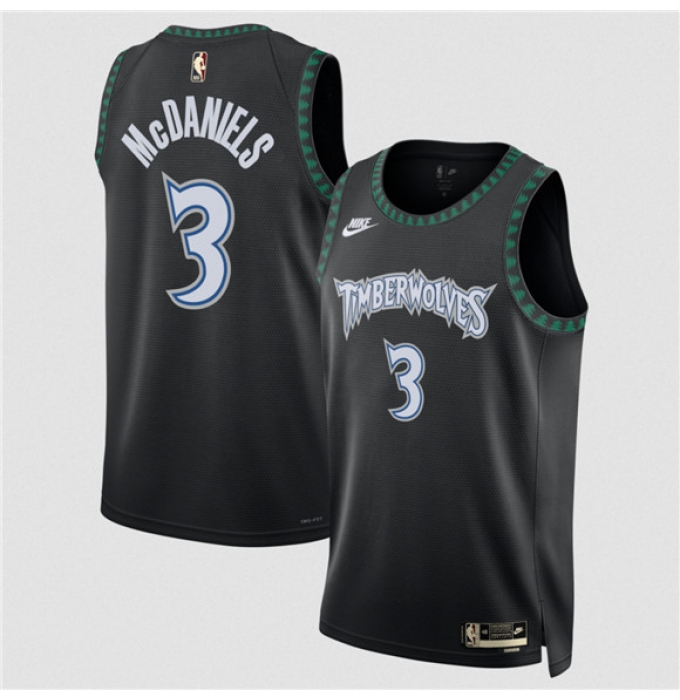 Men's Minnesota Timberwolves #3 Jaden McDaniels Black 2025 Classic Edition Stitched Jersey