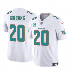 Men's Miami Dolphins #20 Jordyn Brooks White 2025 F.U.S.E. With 1-Star C Vapor Limited Football Stitched Jersey