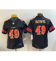 Youth San Francisco 49ers #49 Faithful Black 2025 F.U.S.E. “Rivalries” Vapor Limited Stitched Football Jersey