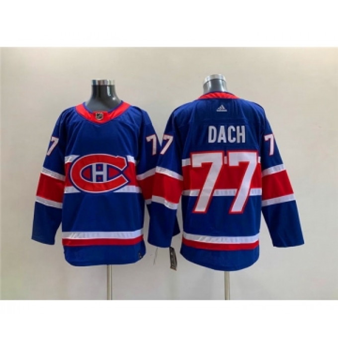 Men's Montreal Canadiens #77 Kirby Dach Blue Stitched Jersey