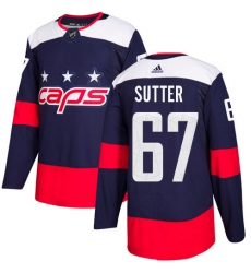 Men's Adidas Washington Capitals #67 Riley Sutter Authentic Navy Blue 2018 Stadium Series NHL Jersey