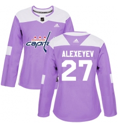 Women's Adidas Washington Capitals #27 Alexander Alexeyev Authentic Purple Fights Cancer Practice NHL Jersey