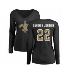 Football Women's New Orleans Saints #22 Chauncey Gardner-Johnson Black Name & Number Logo Slim Fit Long Sleeve T-Shirt