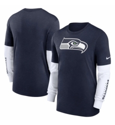 Men's Seattle Seahawks Heather Navy Slub Fashion Long Sleeve T Shirt