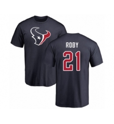 Football Houston Texans #21 Bradley Roby Navy Blue Name & Number Logo T-Shirt