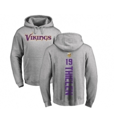 Football Minnesota Vikings #19 Adam Thielen Ash Backer Pullover Hoodie