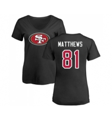 Football Women's San Francisco 49ers #81 Jordan Matthews Black Name & Number Logo T-Shirt