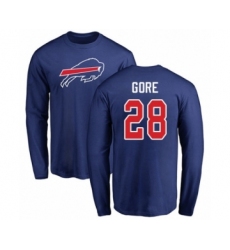 Football Buffalo Bills #28 Frank Gore Royal Blue Name & Number Logo Long Sleeve T-Shirt