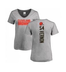 Football Women's Cleveland Browns #54 Olivier Vernon Ash Backer V-Neck T-Shirt