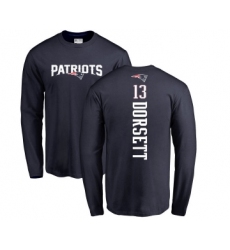 Football New England Patriots #13 Phillip Dorsett Navy Blue Backer Long Sleeve T-Shirt