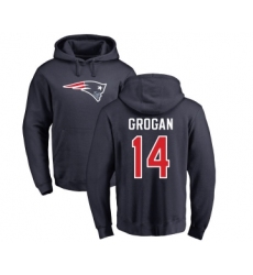 Football New England Patriots #14 Steve Grogan Navy Blue Name & Number Logo Pullover Hoodie