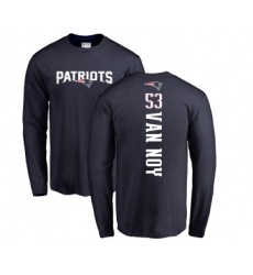 Football New England Patriots #53 Kyle Van Noy Navy Blue Backer Long Sleeve T-Shirt