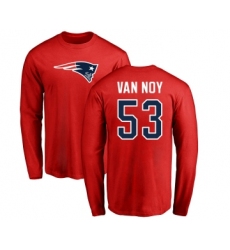 Football New England Patriots #53 Kyle Van Noy Red Name & Number Logo Long Sleeve T-Shirt
