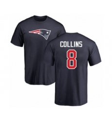 Football New England Patriots #8 Jamie Collins Navy Blue Name & Number Logo T-Shirt